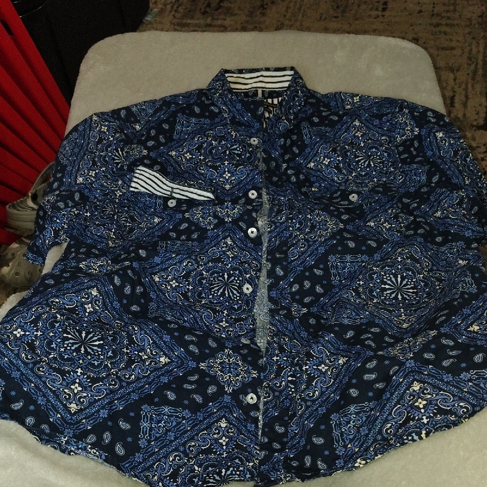English Laundry Navy and White Patterned Shirt